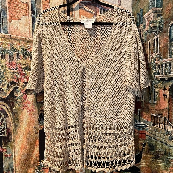 5 for $30 Maggy London Cream Crochet Cardigan - Picture 1 of 4